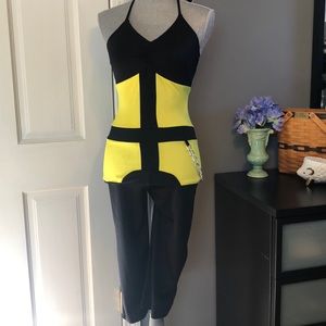 Halloween dance costume modern Yellow & Black halter top jumpsuit chain size S